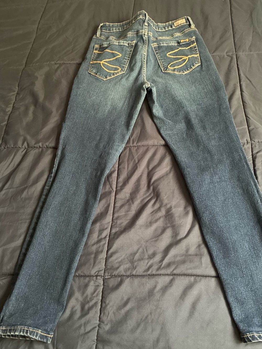 Seven7 Dark Blue Skinny Jeans with Yellow Stitching